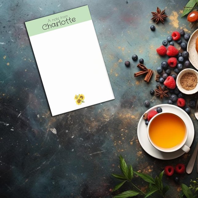 Gelbe grüne Sonnenblumenbezeichnung Nachhinweise Post-it Klebezettel (Von Creator hochgeladen)