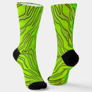 Gelbe, grüne und Limone Tiger Streifen Tierfarbe 1 Socken