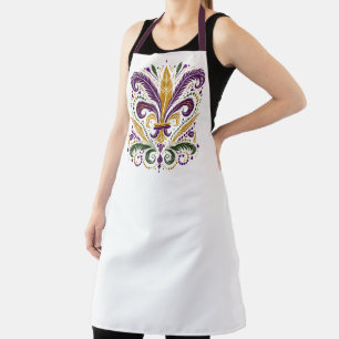 Gelbe, grüne, violette Fleur-de-Lis-Federn Schürze