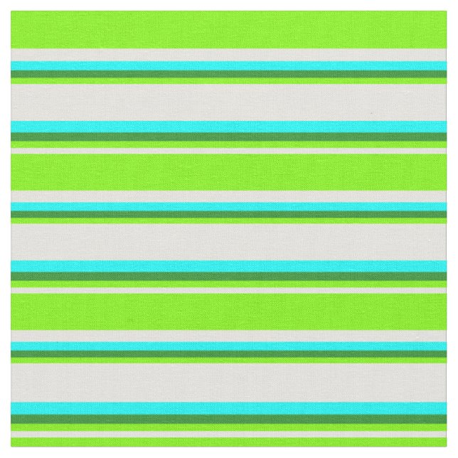 Gelbe, grüne, waldgrüne und zyanfarbene Linien Stoff (Nahaufnahme)