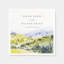 Gelbe grüne Wasserfarbenwelt Hügel Hochzeiten Serviette