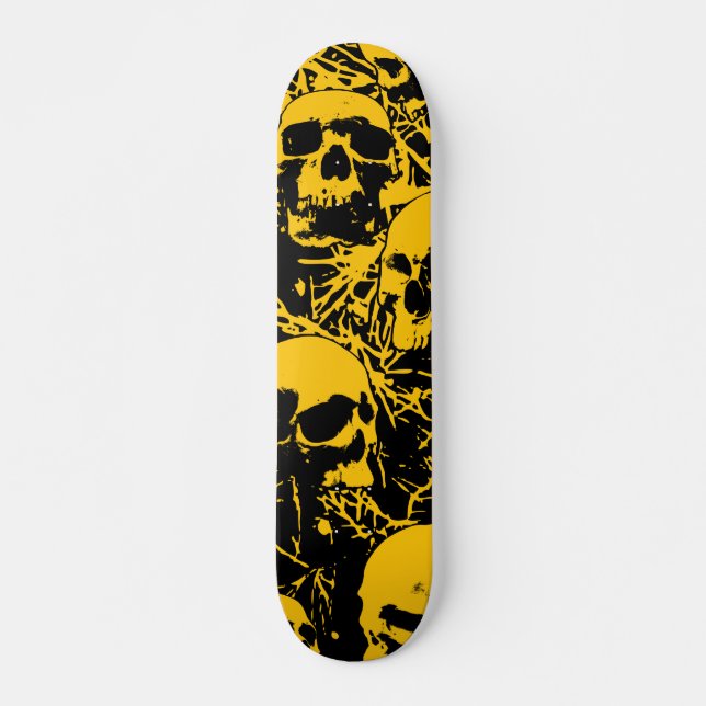 Gelbe Grunge Skulls Skateboard (Vorne)