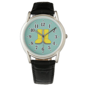 Gelbe Gummi-Regenstiefel Armbanduhr