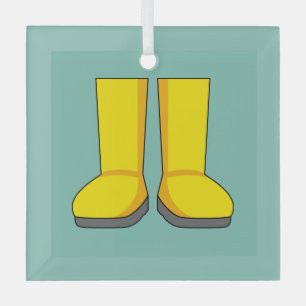 Gelbe Gummi-Regenstiefel Ornament Aus Glas