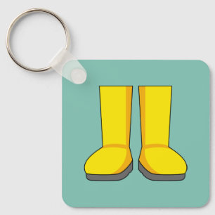 Gelbe Gummi-Regenstiefel Schlüsselanhänger
