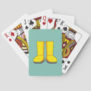 Gelbe Gummi-Regenstiefel Spielkarten