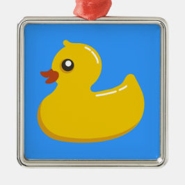 gelbe Gummiente im Blau Silbernes Ornament