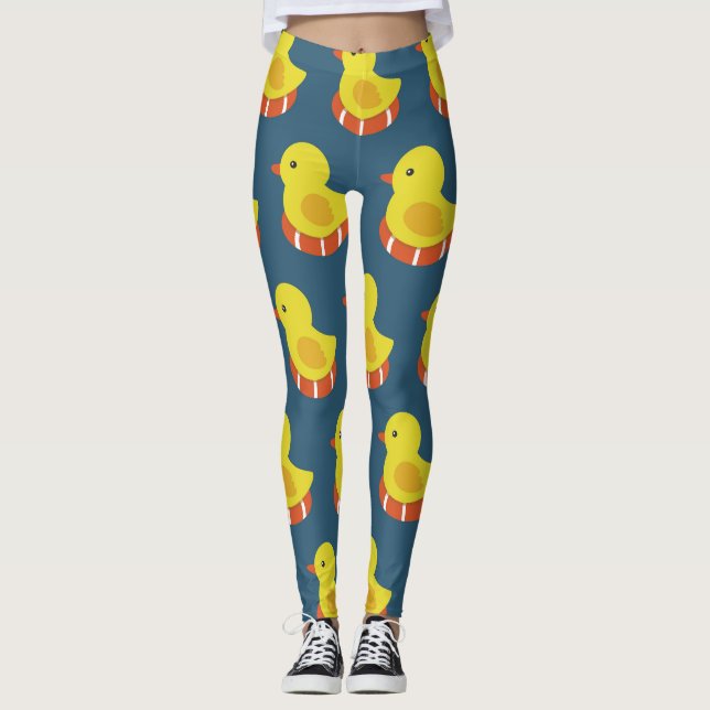 Gelbe Gummiente, niedlich, nahtlos. Leggings (Vorderseite)