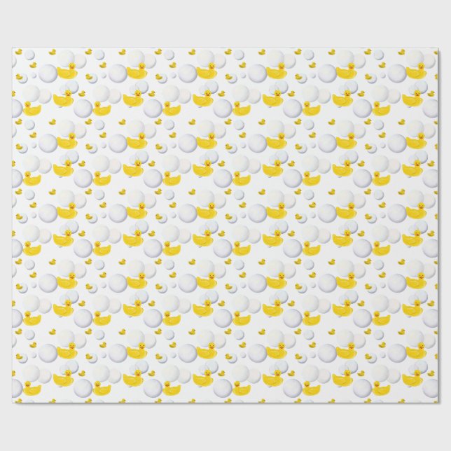 Gelbe Gummiente und Blasen Geschenkpapier (Flach)