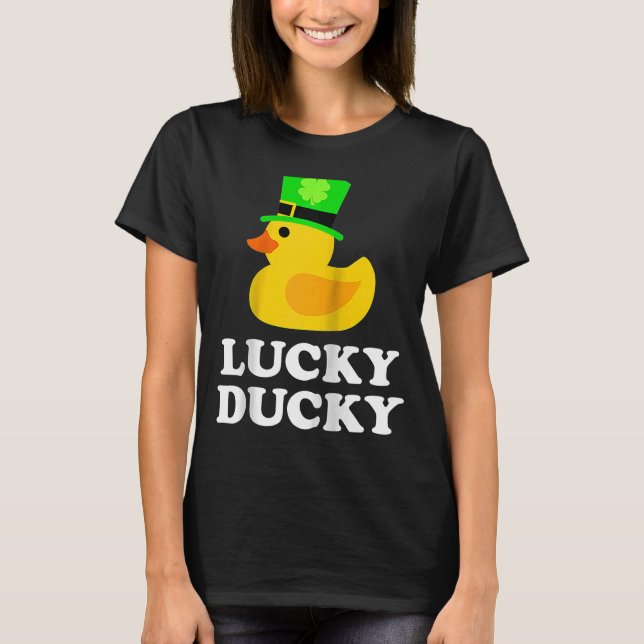 Gelbe Gummiente Vier Leaf C Hat Cool St Patrick T-Shirt (Vorderseite)