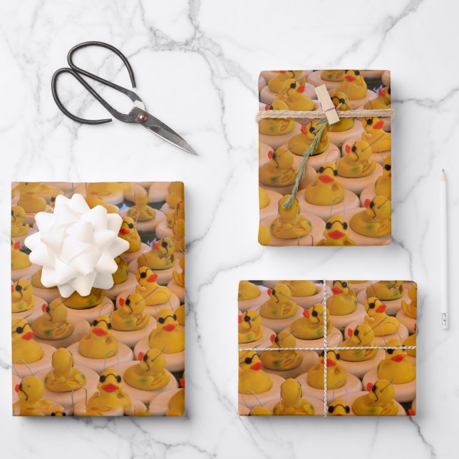 Gelbe Gummienten Tiermuster  Geschenkpapier Set (Vorderseite)