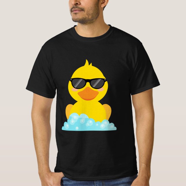 Gelbe Gummihaube mit Sonnenbrille T-Shirt (Vorderseite)