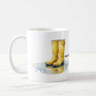 Gelbe Gummistiefel Wasserfarben Kunst Kaffeetasse