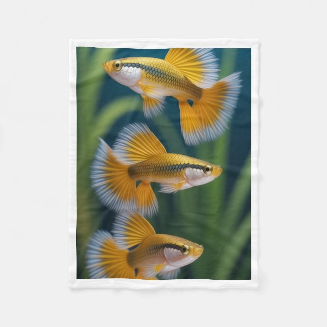 Gelbe Guppy-Fischdecke Fleecedecke (Vorderseite)