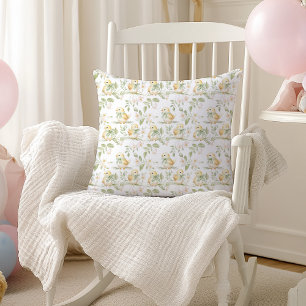 Gelbe Hähnchen Ostermuster Kinderzimmer Kissen