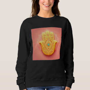 Gelbe Hamsa-Hand-Illustration Pastellfarbe Frauen Sweatshirt