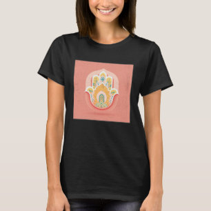 Gelbe Hamsa-Hand-Illustration Pastellfarbe Frauen T-Shirt