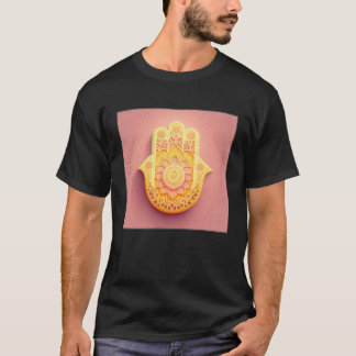 Gelbe Hamsa Handdarstellung Pastellfarben Frauen T-Shirt