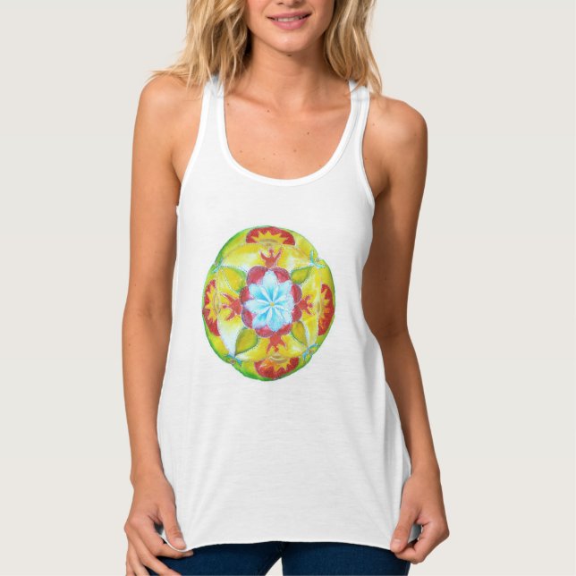 Gelbe Hand bemalt Unity mandala Tank Top (Vorderseite)