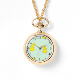 Gelbe Happy Bands auf aquamarinen Armbanduhr