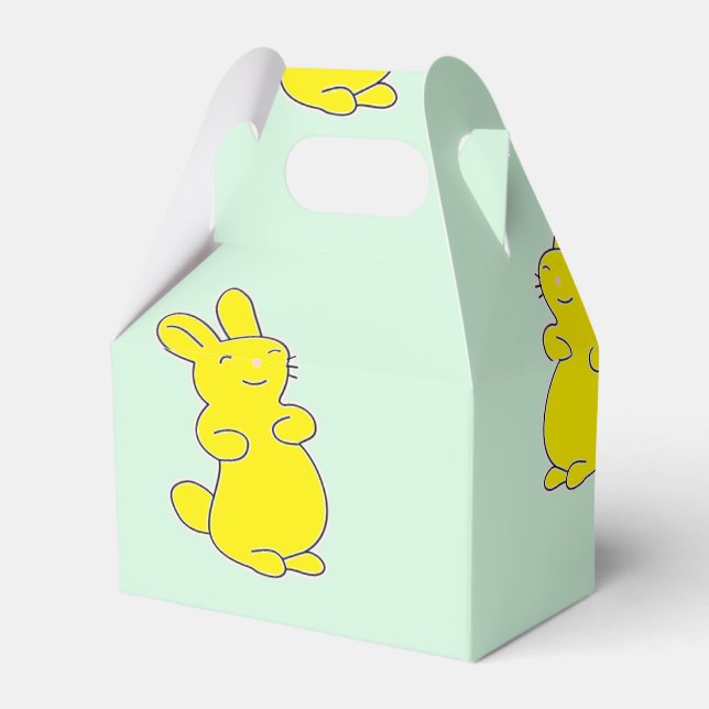 Gelbe Happy Bands auf aquamarinen Geschenkschachtel (Vorderseite)