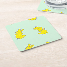 Gelbe Happy Bands auf aquamarinen Rechteckiger Pappuntersetzer