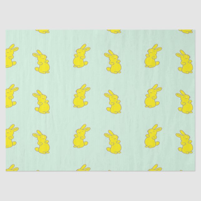 Gelbe Happy Bands auf aquamarinen Seidenpapier (Vorderseite)