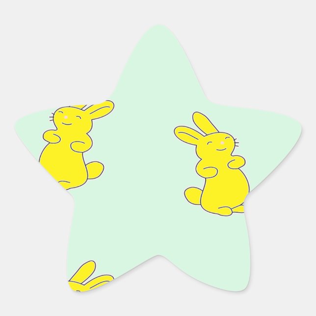 Gelbe Happy Bands auf aquamarinen Stern-Aufkleber (Vorderseite)