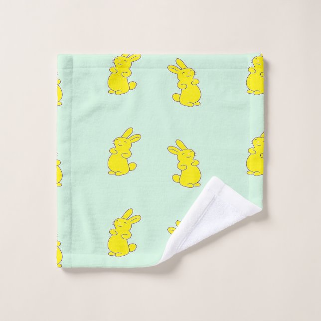 Gelbe Happy Bands auf aquamarinen Waschlappen (Waschlappen)