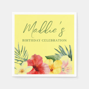 Gelbe hawaiianische Blumen zum Geburtstag Serviette