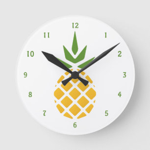 Gelbe Hawaiine Ananas Runde Wanduhr