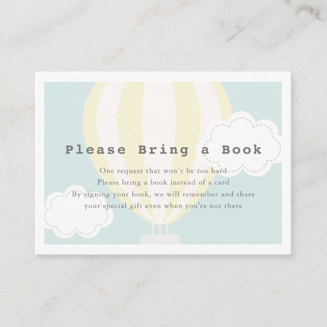 Gelbe Heißluftballon Bitte buchen Begleitkarte (Vorderseite)