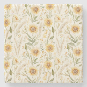 Gelbe Herbstsonnenblumen Steinuntersetzer