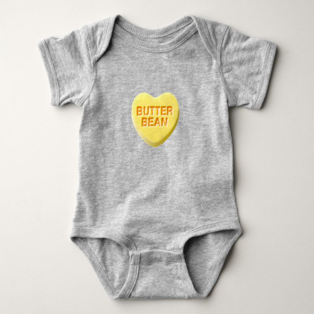 gelbe Herzbutter Baby Strampler (Vorderseite)