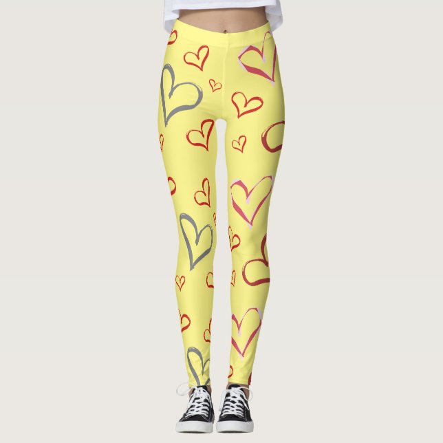 Gelbe Herzen, Leggings (Vorderseite)