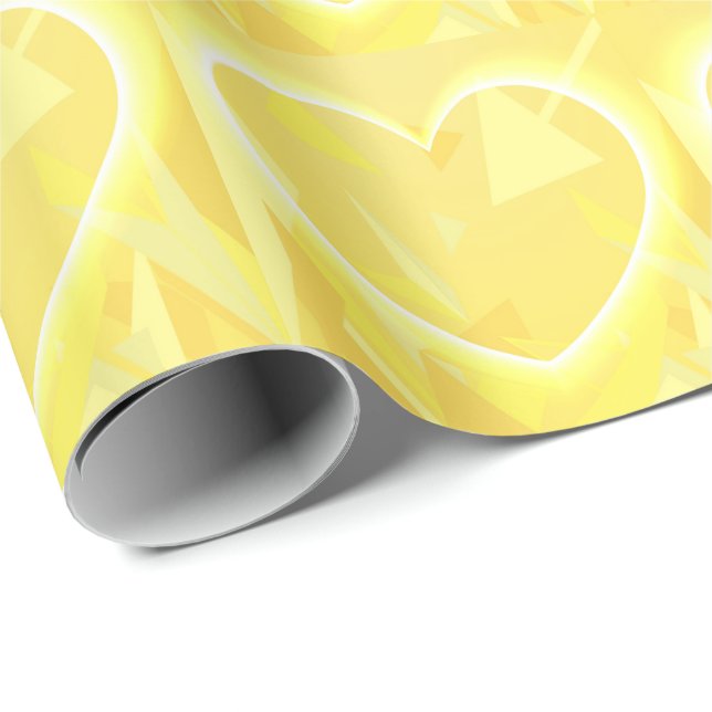 Gelbe Herzen mit Gemustertem Overlay Geschenkpapier (Rolleneckpunkt)