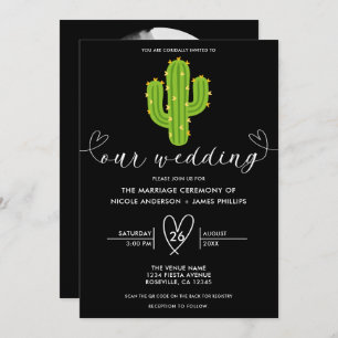 Gelbe Herzkaktus Fiesta Liebe Hochzeit Einladung