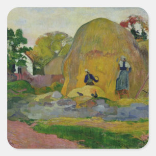 Gelbe Heuschober Paul Gauguins   oder goldene Quadratischer Aufkleber