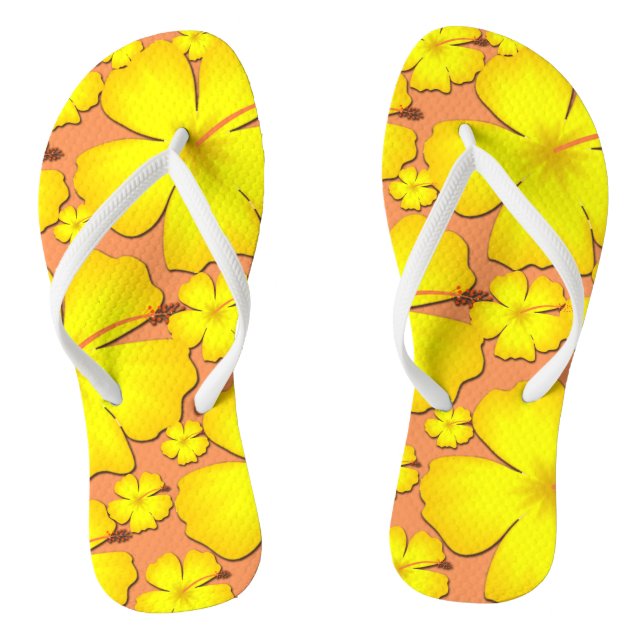 Gelbe Hibisken Design Flip Flops (Fußbett)
