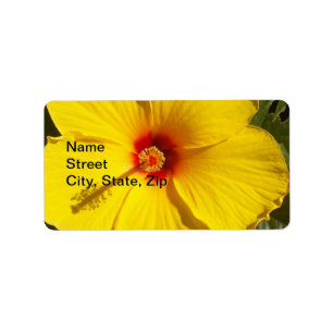 Gelbe Hibiskus Blume Adressaufkleber