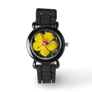 Gelbe Hibiskus Blume Armbanduhr