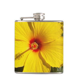 Gelbe Hibiskus Blume Flachmann