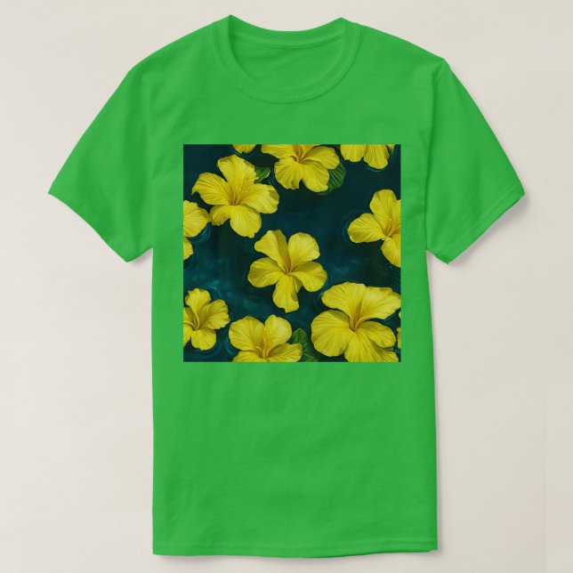 Gelbe Hibiskus Blume Floating in Water TShirt (Design vorne)
