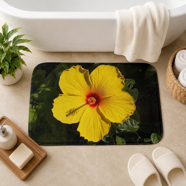 Gelbe Hibiskus Blume Große Badematte (Yellow Hibiscus Flower Large Bath Mat)