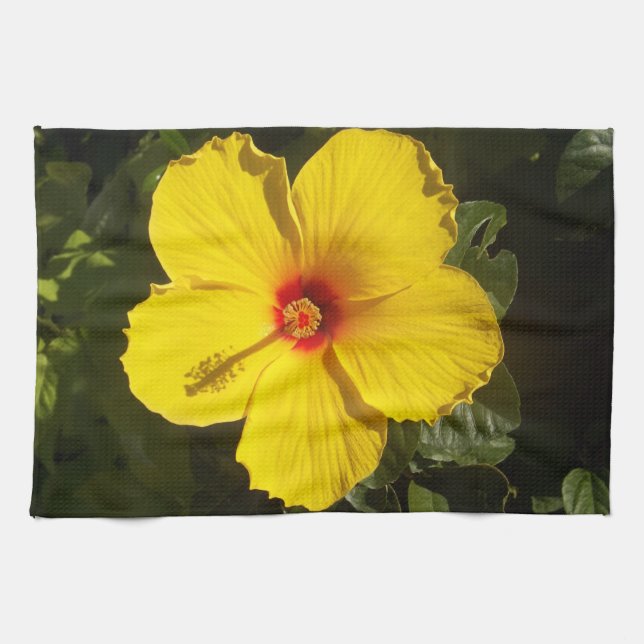 Gelbe Hibiskus Blume Handtuch (Horizontal)