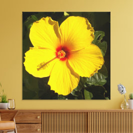 Gelbe Hibiskus Blume Leinwanddruck