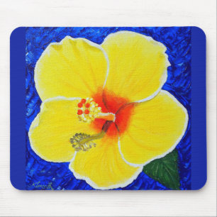 Gelbe Hibiskus Blume Malerei Mousepad