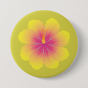 Gelbe Hibiskus-Illustration Button