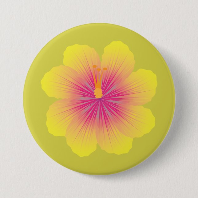 Gelbe Hibiskus-Illustration Button (Vorderseite)