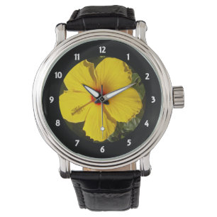 Gelbe Hibiskusblüte Armbanduhr